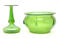 Lot 125 - An Art Nouveau green glass iridescent bowl