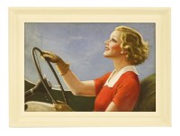 Lot 285 - Frank Aveline (1877-1951)
A YOUNG WOMAN IN A RED DRESS DRIVING A MOTOR CAR
Signed l.r.