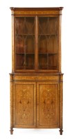 Lot 813 - A Sheraton Revival satinwood and inlaid corner cupboard