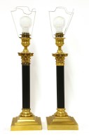 Lot 847 - A pair of Corinthian column table lamps