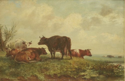 Lot 187 - William Friston (late 19th century)
CATTLE IN AN OPEN LANDSCAPE
Signed l.l.