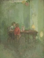 Lot 222 - Peter Greenham RA (1909-1992)
A MOTHER AND CHILD SEATED AT A TABLE
Signed l.r.
