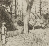 Lot 392 - Carel Weight RA (1908-1997)
A FIGURE ON A WOODLAND PATH 
Signed u.r.