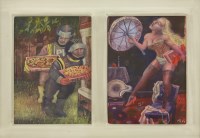 Lot 448 - Mick Rooney RA (b.1944)
PIZZA DELIVERY - DIPTYCH
Signed with initials and dated '07 l.r.