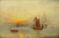 Lot 473 - William Crawhall (fl.1859-1894)
SHIPPING IN A ESTUARY AT SUNRISE
Signed l.r.