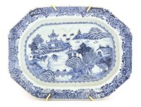 Lot 565 - A Chinese blue and white rectangular platter