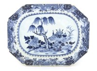 Lot 566 - A Chinese blue and white rectangular platter