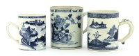 Lot 568 - Three Chinese blue and white tankards