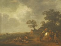 Lot 601 - Manner of Philips Wouwerman  
A HORSEMAN AND FIGURES RESTING IN A WOODED LANDSCAPE
Bears signature 'Cuyp' l.l.