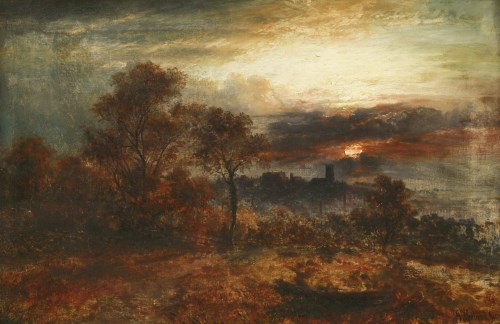 Lot 664 - John Holland Jnr (1857-1920)
VIEW OF NOTTINGHAM CASTLE OVER THE RIVER TRENT WITH ST MARY'S CHURCH
Signed and dated 1878 l.r.