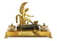 Lot 394 - A gilt bronze and Sienna marble inkstand