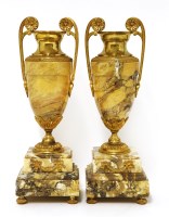 Lot 395 - A pair of gilt bronze and Sienna marble urns