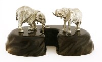 Lot 248 - A contemporary silver sculpture of two elephants at a waterhole