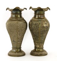 Lot 250 - A pair of Indian silvered vases