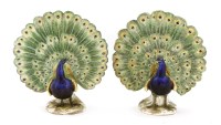 Lot 296 - A pair Meissen porcelain peacock figures