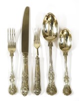 Lot 290 - A matched twelve-place setting of Queen's pattern flatware
