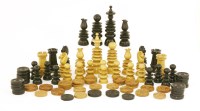 Lot 369 - A boxwood and ebonised chess set