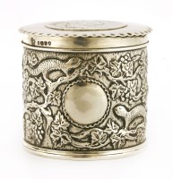 Lot 233 - A Victorian silver cylindrical pot and cover
