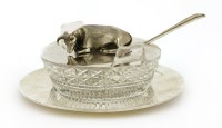 Lot 78 - A silver and cut-glass butter dish stand and cover