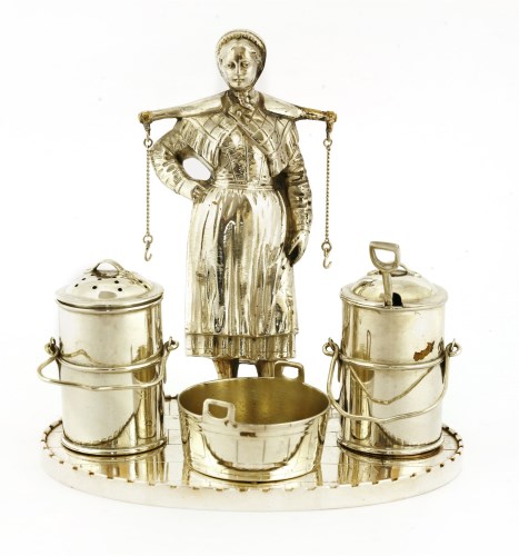 Lot 113 - A Victorian novelty plated condiment set