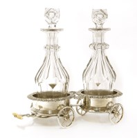Lot 137 - A George III old Sheffield plate decanter wagon