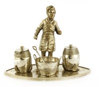 Lot 111 - An electroplated novelty condiment set