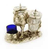 Lot 72 - A late Victorian electroplated novelty condiment camel cruet
