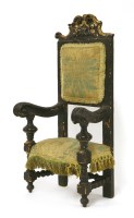 Lot 343 - A 17th century-style japanned doll's chair