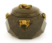 Lot 321 - A Russian serpentine and gilt metal-mounted polygonal-faceted box and cover