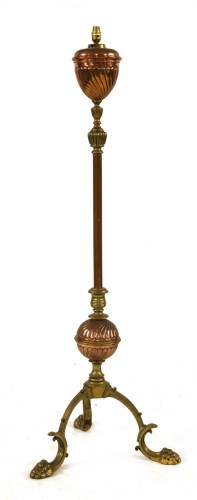 Lot 4 - An Arts and Crafts copper and brass adjustable standard lamp