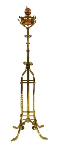 Lot 71 - An Arts and Crafts copper and brass adjustable standard lamp