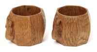 Lot 145 - A pair of Robert 'Mouseman' Thompson oak napkin rings