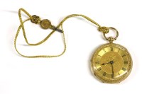 Lot 2 - An 18ct gold open faced key wound fob watch