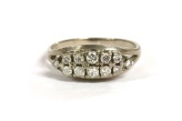 Lot 33 - A white gold two row diamond boat shaped ring