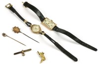 Lot 69 - An Art Deco ladies 9ct gold mechanical strap watch