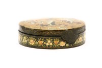 Lot 174 - A Russian black lacquer circular lidded box