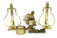 Lot 466 - A pair of 19th century Palmer & Co London brass nautical gimbal candlesticks