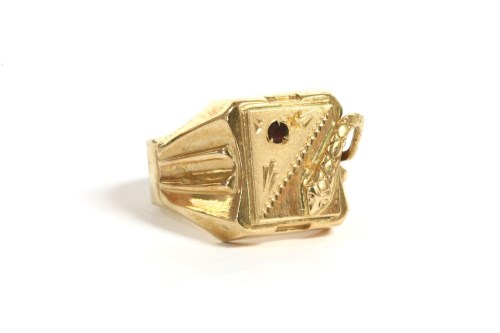 Lot 61 - A gentlemen's gold single stone signet ring with snake motif