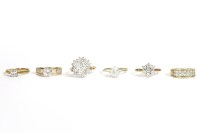 Lot 65 - Six assorted white stone rings