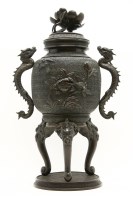 Lot 483 - A 19th century Oriental bronze lidded urn