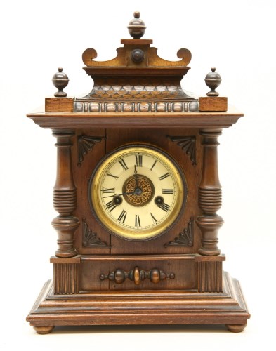 Lot 482 - A late 19th to early 20th century German HAC walnut mantel clock