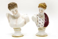 Lot 184 - A pair of Sitzendorf porcelain busts