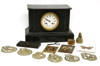 Lot 386 - A Victorian slate mantel clock