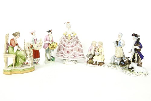 Lot 457 - A group of Sitzendorf porcelain figures