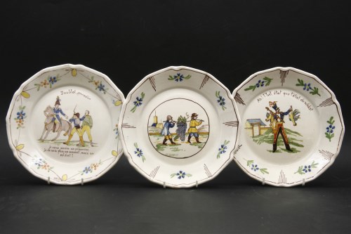 Lot 397 - Three French Faience plates