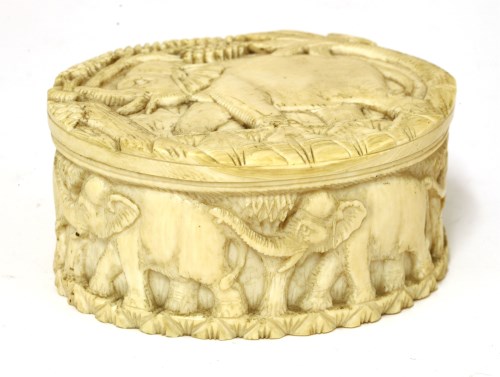 Lot 171 - An oval ivory tusk section box