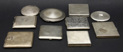 Lot 94 - A collection of ten silver compacts to include a 1941