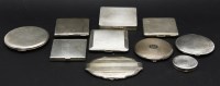 Lot 90 - A collection of ten silver compacts of varying makers and dates (10)