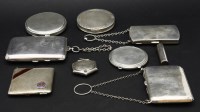 Lot 109 - A collection of silver compacts to include a lipstick holder