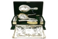 Lot 403 - A silver dressing table set and tray